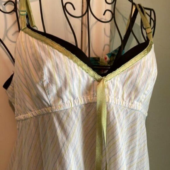 Vintage Free People halter white with green ribbon trim M - Picture 8 of 9